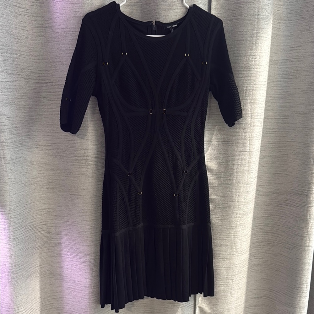 Fashion Nova Black Ribbed Bandage Dress